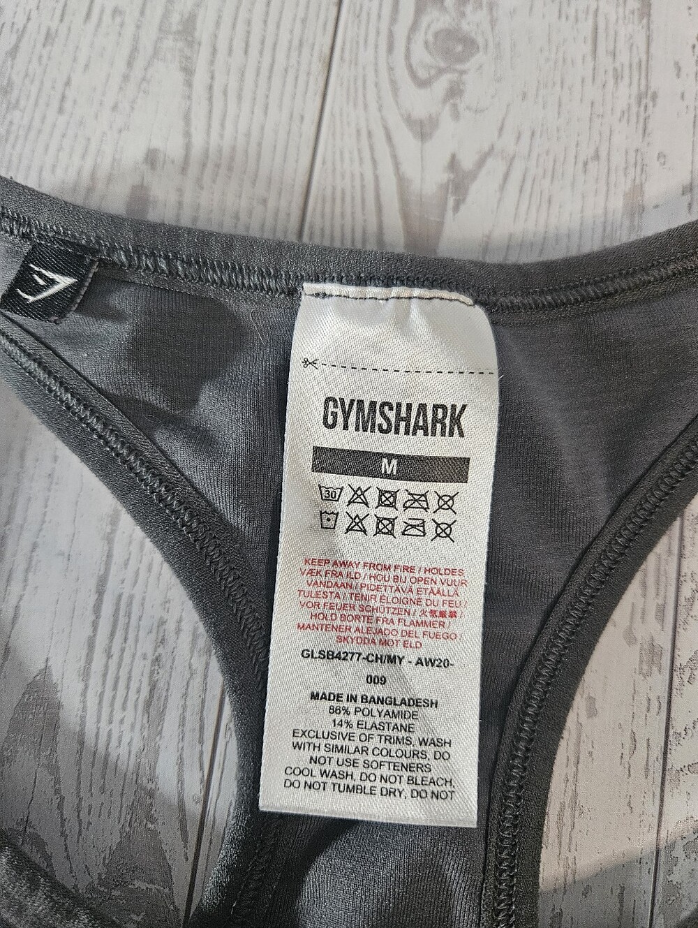 Gymshark Womens Medium Sports Bra Shelf Gray Yellow Logo Razerback - Picture 2 of 5